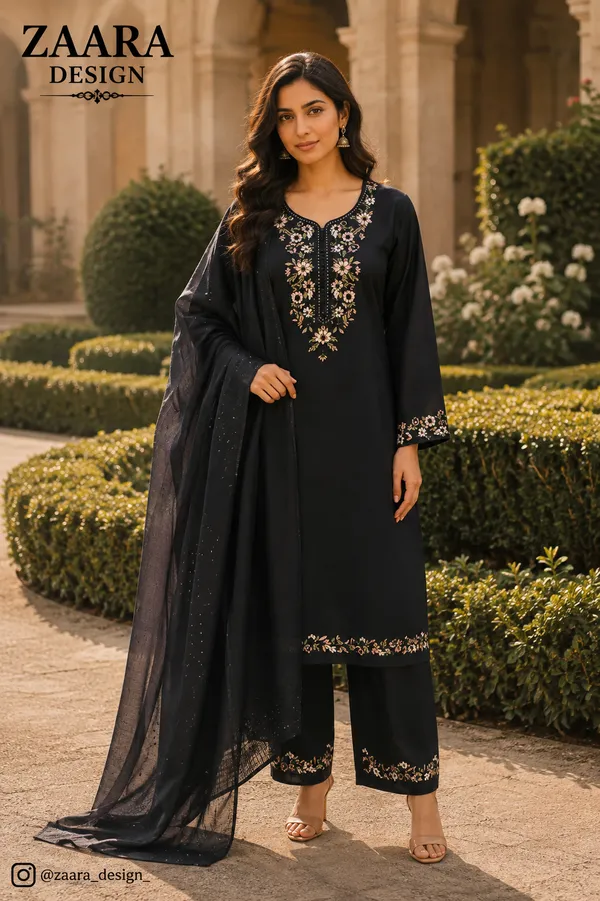 Black_Rayon_Straight_Embroidered_Kurta_Set_For_Women