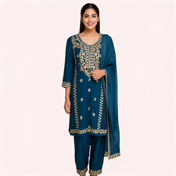 Teal_Lawn_Embroidered_Kurta_Set_With_Dupatta_For_Women