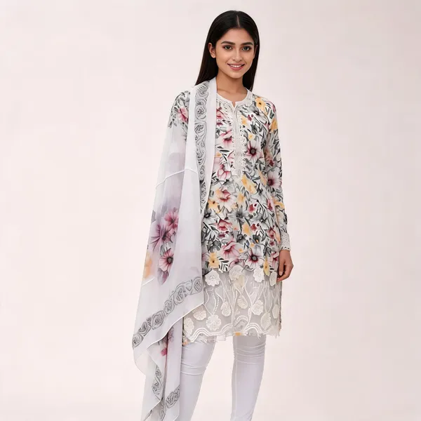 White_Lawn_Straight_Floral_Print_Kurta_Set_With_Dupatta_For_Women