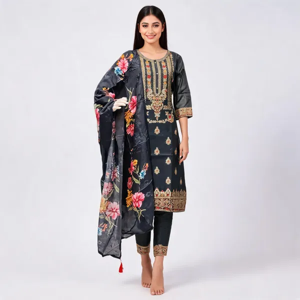 Navy_Silk_Floral_Embroidered_Salwar_Suit_Set_For_Women