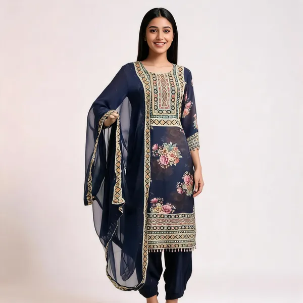 Navy_Blue_Crepe_Straight_Printed_Kurta_Set_For_Women