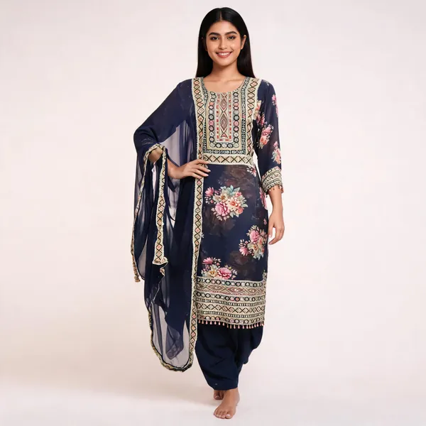 Navy_Blue_Crepe_Straight_Printed_Kurta_Set_For_Women