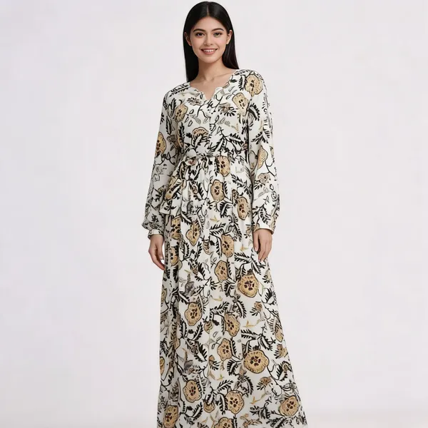 Cream_Ice_Crepe_Floral_Print_Maxi_Dress_For_Women