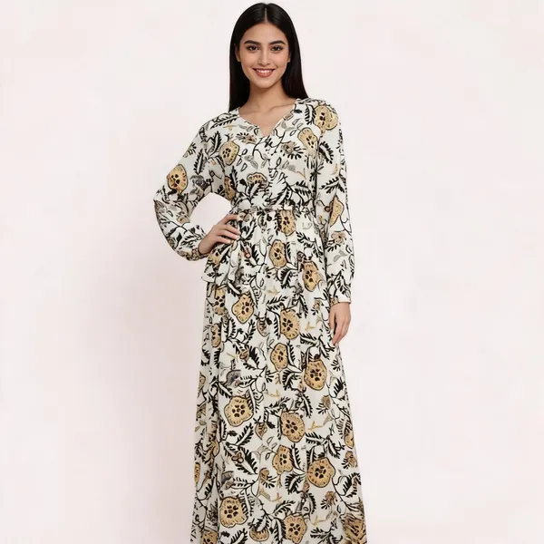 Cream_Ice_Crepe_Floral_Print_Maxi_Dress_For_Women