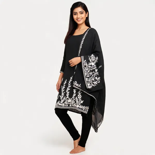 Black_Silk_Embroidered_Ethnic_Kurta_Set_For_Women