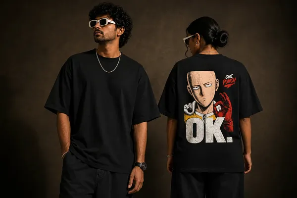 One_Punch_Man_Ok_Black_Oversized_T_Shirt_For_Women