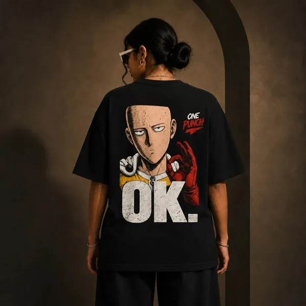 One_Punch_Man_Ok_Black_Oversized_T_Shirt_For_Women