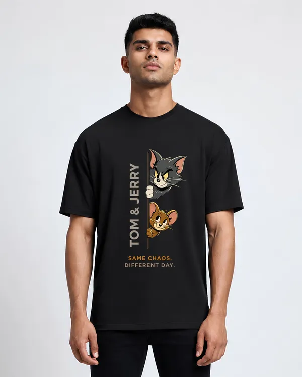 Stichix_Tom_Jerry_Graphic_Oversized_Black_T_Shirt_Same_Chaos_Different_Day_Cartoon_Tee