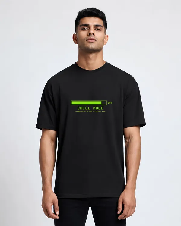 Stichix_Chill_Mode_Oversized_Black_T_Shirt_Retro_Loading_Bar_Graphic_Streetwear_Tee
