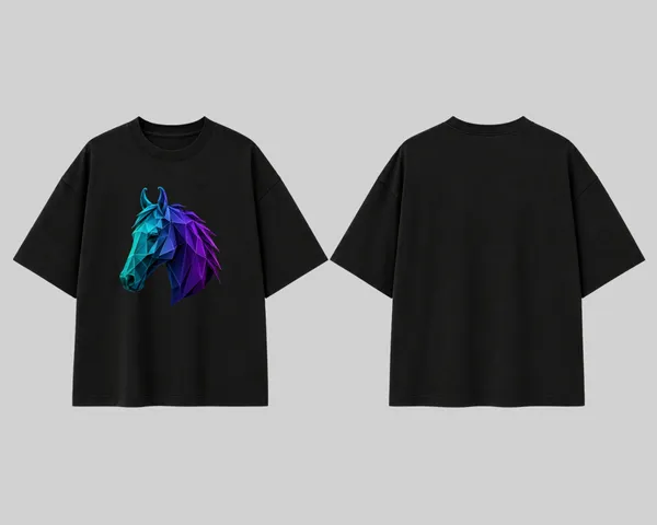 Stichix_Neon_Polygon_Horse_Oversized_Black_T_Shirt_Geometric_Horse_Graphic_Streetwear_Tee