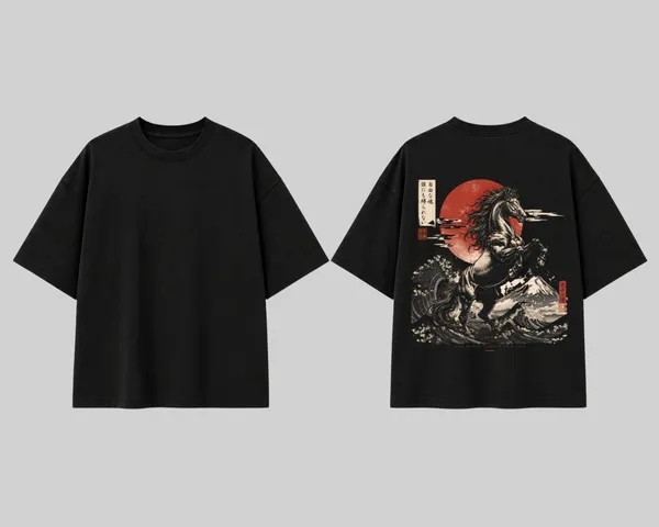 Stichix_Samurai_Spirit_Horse_Oversized_Black_T_Shirt_Japanese_Art_Back_Print_Streetwear_Tee