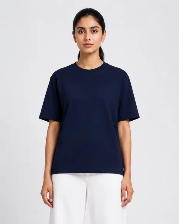 Anime_Hero_Ok_Graphic_Oversized_Navy_Blue_T_Shirt_For_Women