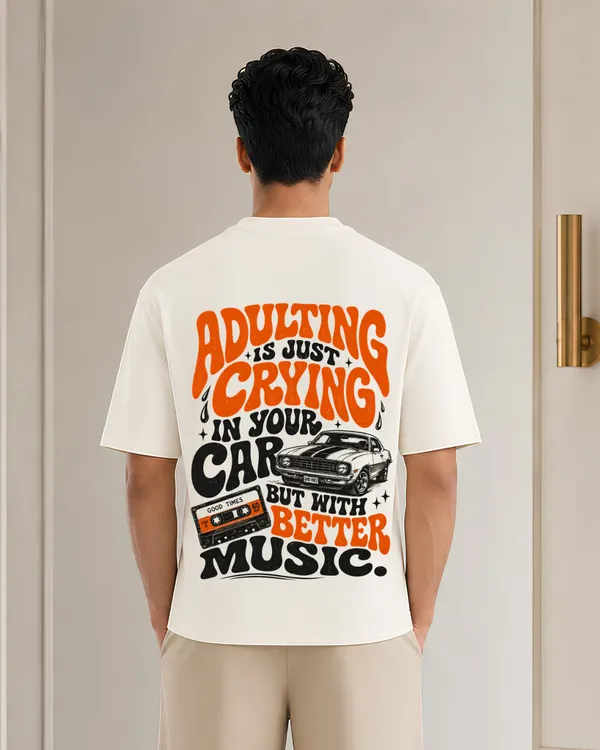 Adulting_Is_Just_Crying_In_Your_Car_But_With_Better_Music_Oversized_Graphic_T_Shirt_Vintage_Car_Cassette_Print_Unisex_Retro_Tee