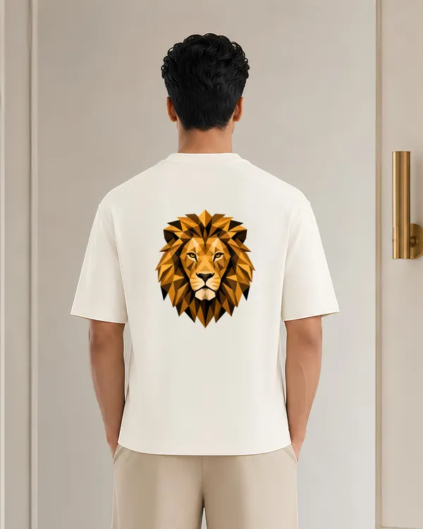Geometric_Lion_Graphic_Oversized_T_Shirt_Low_Poly_Lion_Head_Back_Print_Unisex_Wildlife_Streetwear_Tee