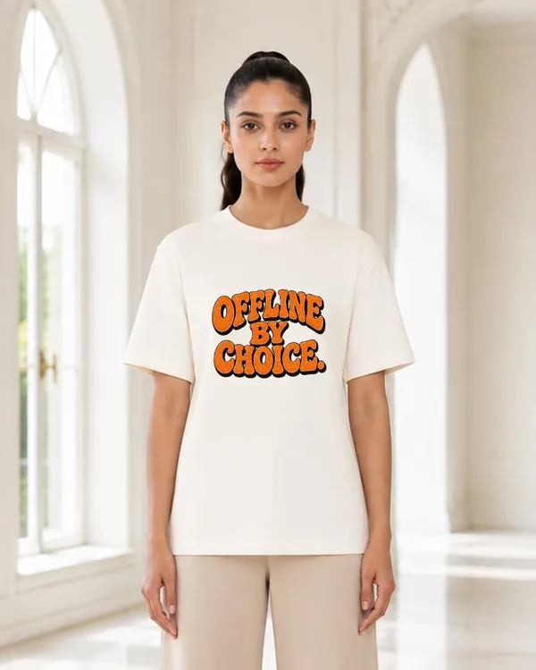 Offline_By_Choice_Oversized_Graphic_T_Shirt_For_Women_Retro_Typography_Minimalist_Casual_Cotton_Tee