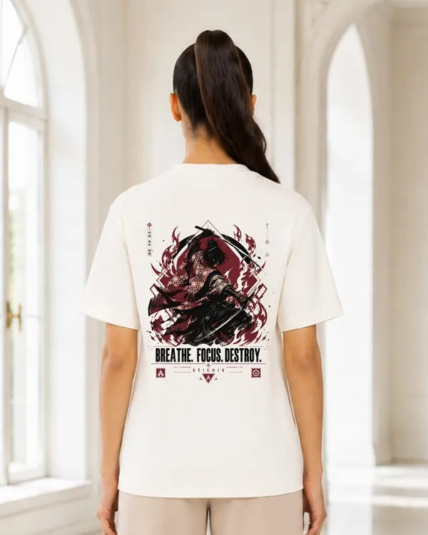 Breathe_Focus_Destroy_Samurai_Graphic_T_Shirt_For_Women_Japanese_Warrior_Anime_Back_Print_Oversized_Tee
