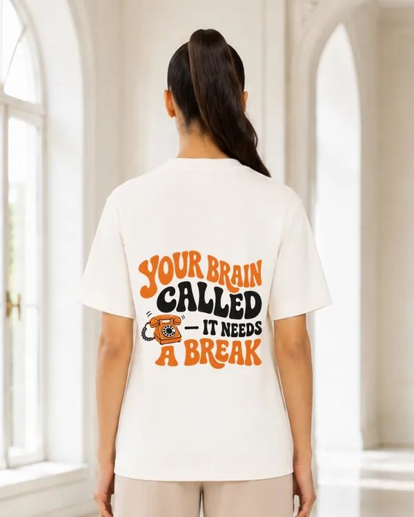 Your_Brain_Called_It_Needs_A_Break_Oversized_Graphic_T_Shirt_For_Women_Retro_Telephone_Back_Print_Casual_Tee