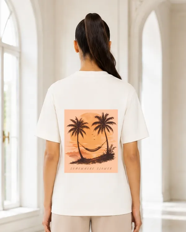 Somewhere_Slower_Tropical_Sunset_Graphic_T_Shirt_For_Women_Beach_Vacation_Aesthetic_Oversized_Tee