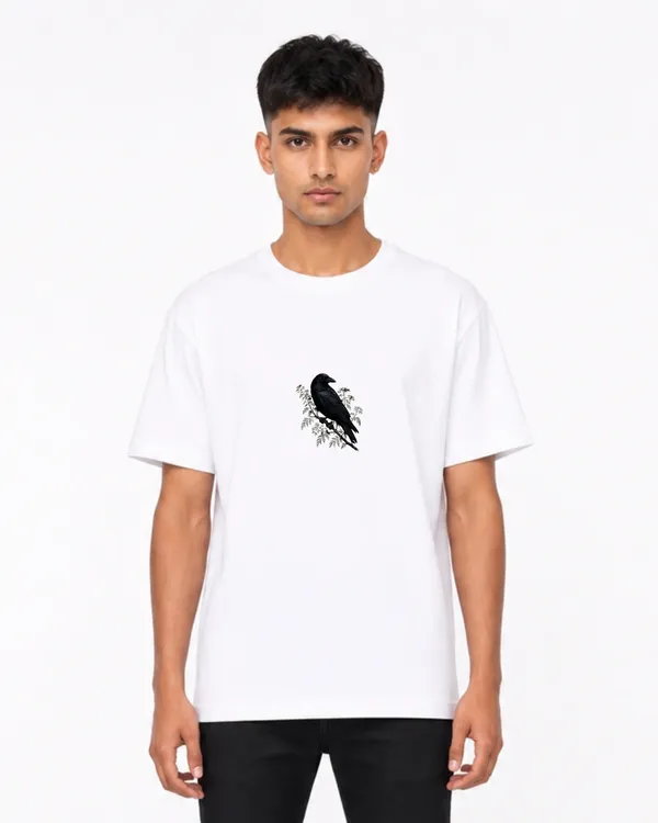 Mystic_Raven_Graphic_Oversized_T_Shirt_For_Men_Gothic_Bird_Art_Cotton_Tee_White_Minimalist_Streetwear_T_Shirt