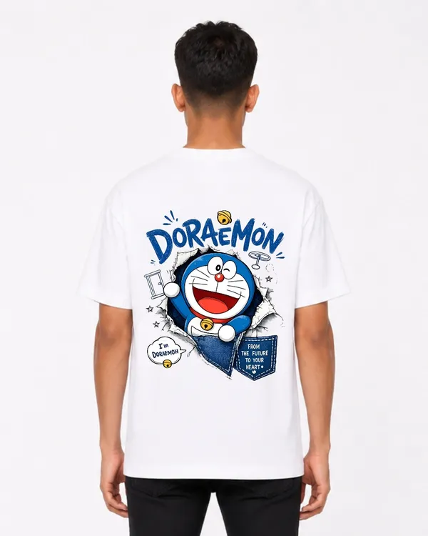 Doraemon_Cartoon_Oversized_T_Shirt_For_Men_Anime_Character_Back_Print_Cotton_Tee_White_Casual_Streetwear_T_Shirt
