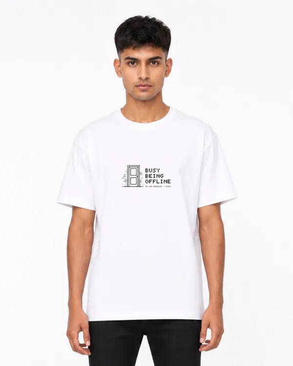 Busy_Being_Offline_Oversized_T_Shirt_For_Men_Minimalist_Digital_Detox_Graphic_Tee_White_Cotton_Streetwear_T_Shirt