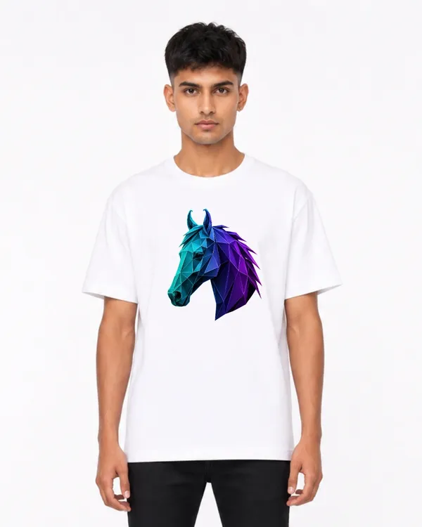 Geometric_Horse_Graphic_Oversized_T_Shirt_For_Men_Women_Polygon_Horse_Head_Design_Tee_Modern_Abstract_Animal_Unisex_T_Shirt