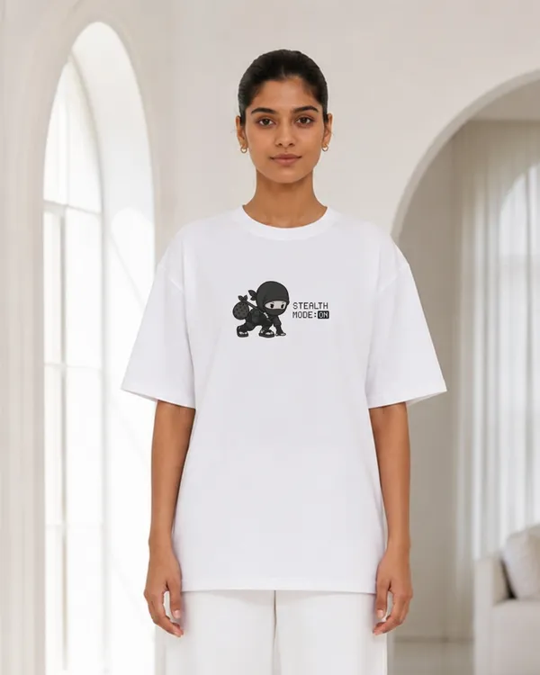 Women_S_Oversized_White_Stealth_Mode_On_Ninja_Graphic_T_Shirt_Cute_Gamer_Streetwear_Tee