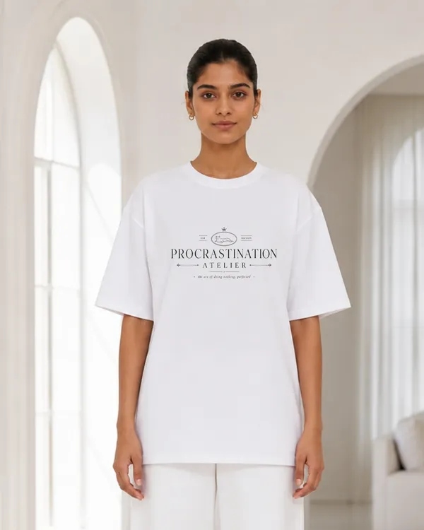 Women_S_Oversized_White_Procrastination_Atelier_Graphic_T_Shirt_Minimalist_Vintage_Typography_Aesthetic_Tee