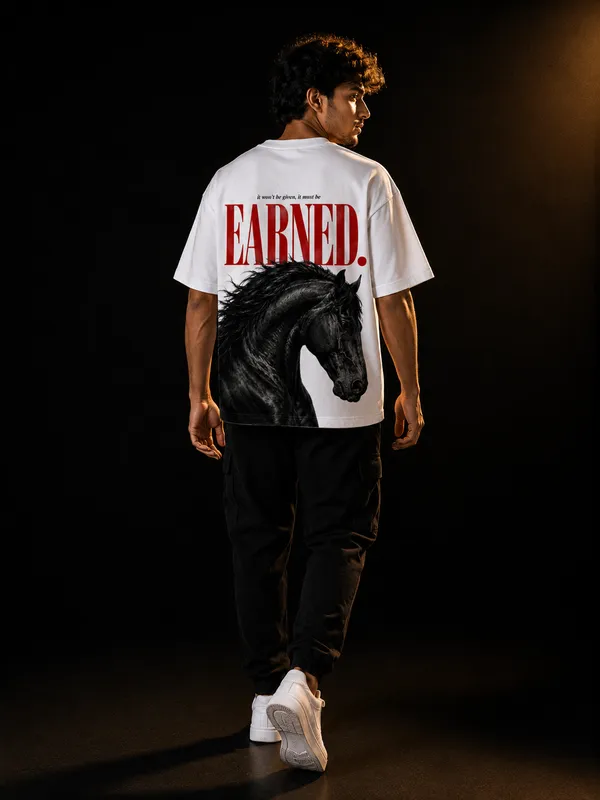 Stichix_S_Earned_Oversized_T_Shirt_Black_Horse_Graphic_Tee