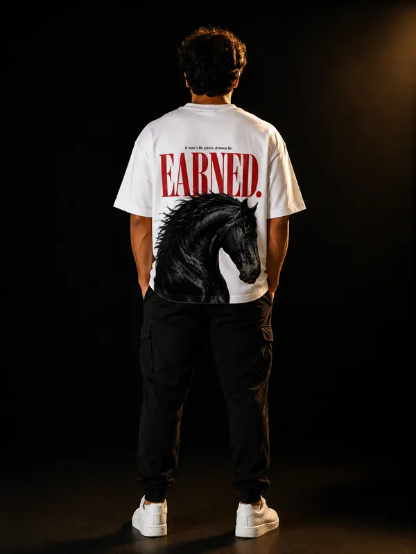 Stichix_S_Earned_Oversized_T_Shirt_Black_Horse_Graphic_Tee