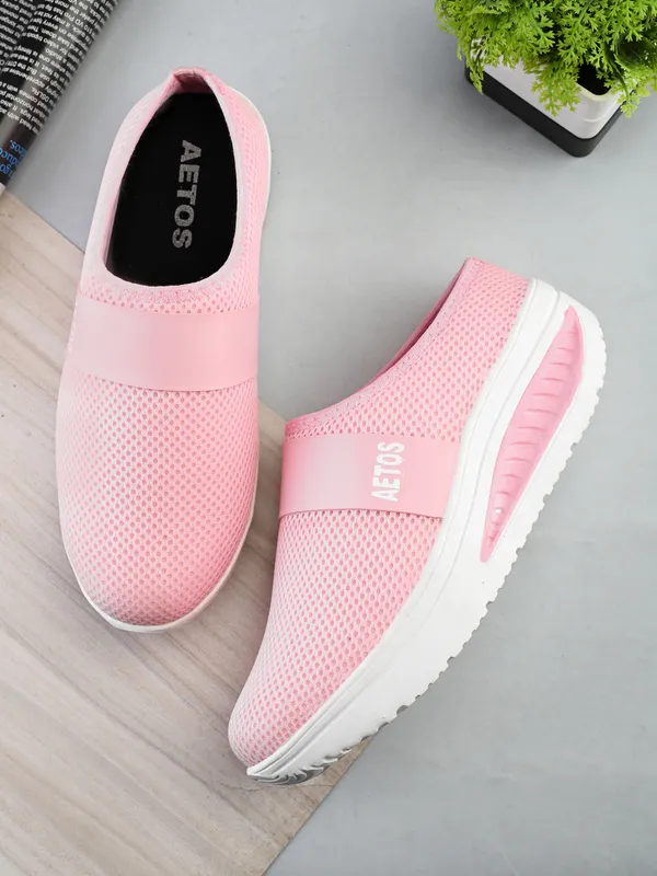 Pink_Mesh_Slip_On_Shoes_For_Women