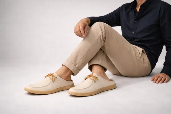Beige_Faux_Linen_Slip_On_Casual_Mules_For_Men