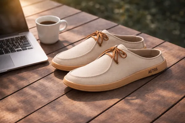 Beige_Faux_Linen_Slip_On_Casual_Mules_For_Men