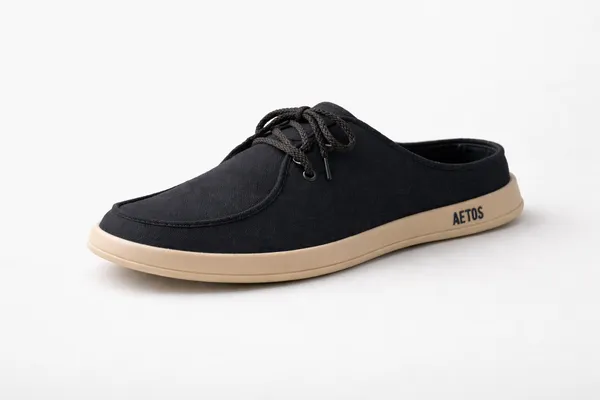 Black_Faux_Linen_Lace_Up_Casual_Shoes_For_Men