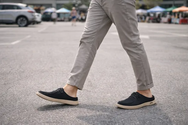 Black_Faux_Linen_Lace_Up_Casual_Shoes_For_Men
