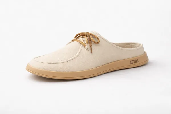Beige_Faux_Linen_Slip_On_Casual_Mules_For_Men