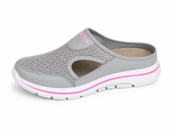Grey_Mesh_Slip_On_Clogs_For_Women