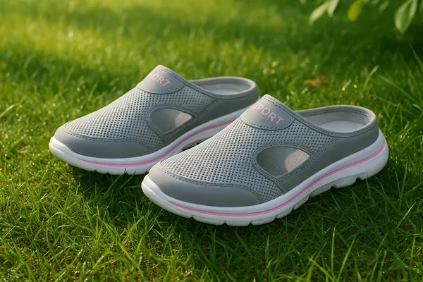 Grey_Mesh_Slip_On_Clogs_For_Women