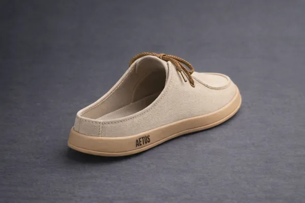 Beige_Faux_Linen_Slip_On_Casual_Mules_For_Men