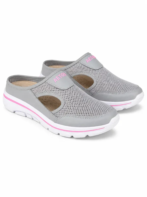 Grey_Mesh_Slip_On_Clogs_For_Women