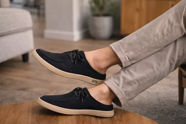 Black_Faux_Linen_Lace_Up_Casual_Shoes_For_Men