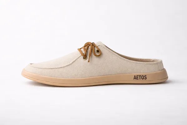 Beige_Faux_Linen_Slip_On_Casual_Mules_For_Men