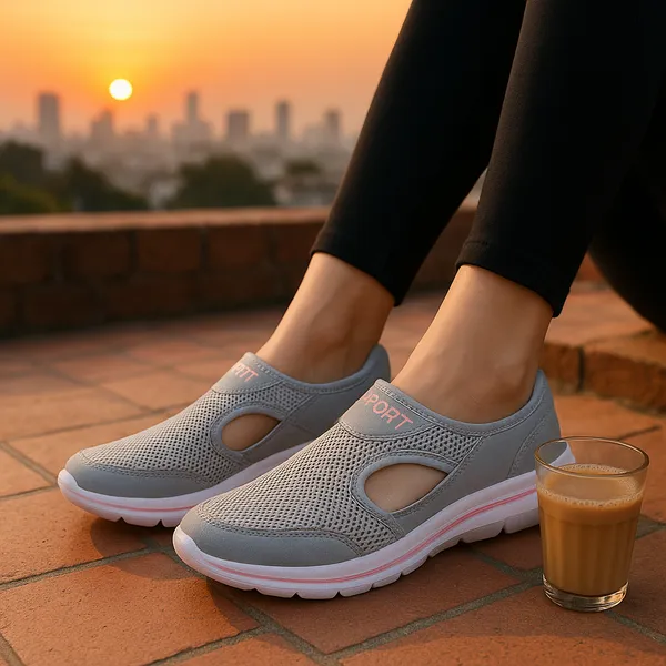Grey_Mesh_Slip_On_Clogs_For_Women