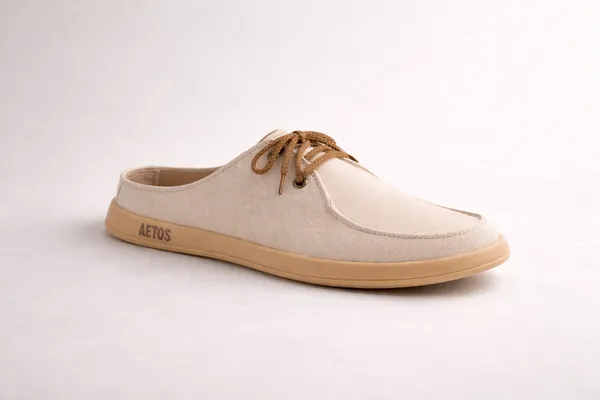 Beige_Faux_Linen_Slip_On_Casual_Mules_For_Men