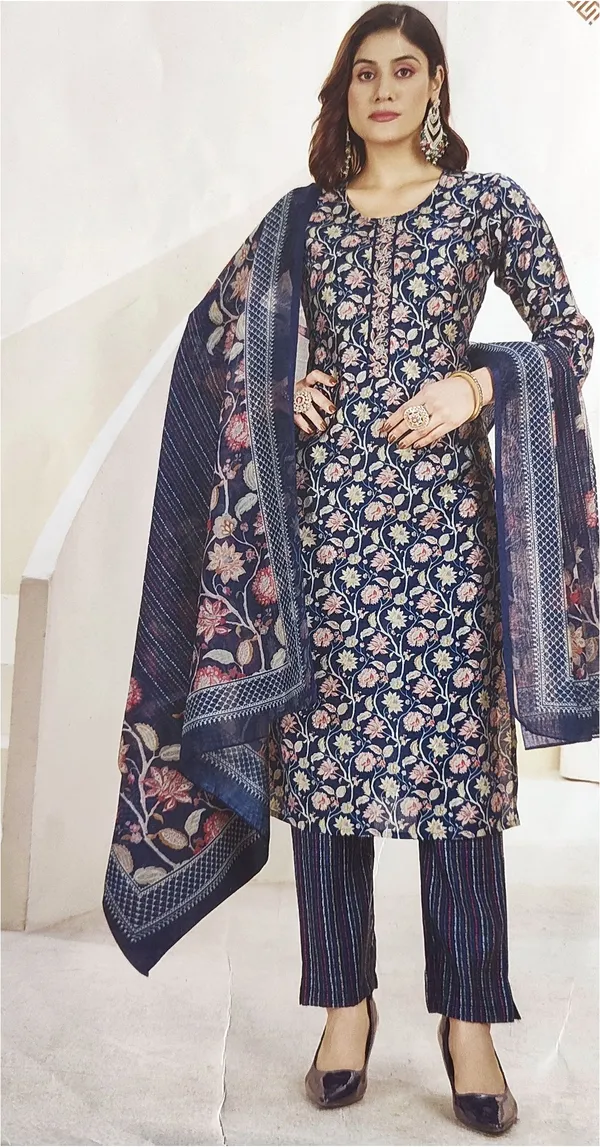 Navy_Cotton_Silk_Printed_Straight_Kurta_Suit_Set_For_Women