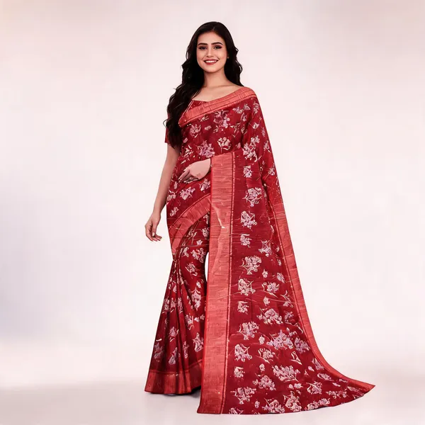 Maroon_Georgette_Printed_Saree_For_Women