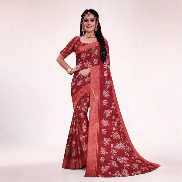 Maroon_Georgette_Printed_Saree_For_Women