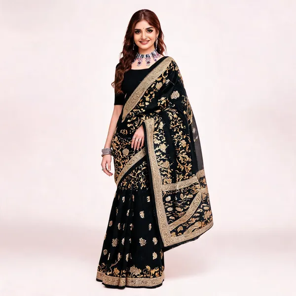 Black_Pure_Cotton_Printed_Saree_For_Women
