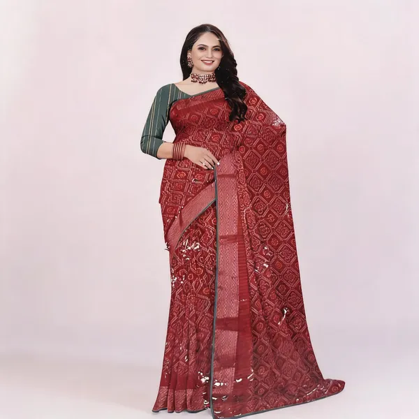 Maroon_Georgette_Printed_Saree_For_Women