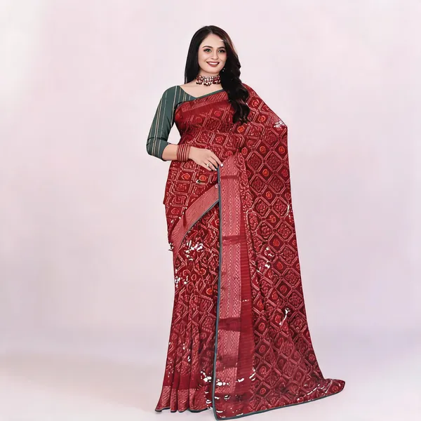 Maroon_Georgette_Printed_Saree_For_Women